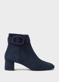 Hailey Suede Block Heel Ankle Boots, Navy, hi-res