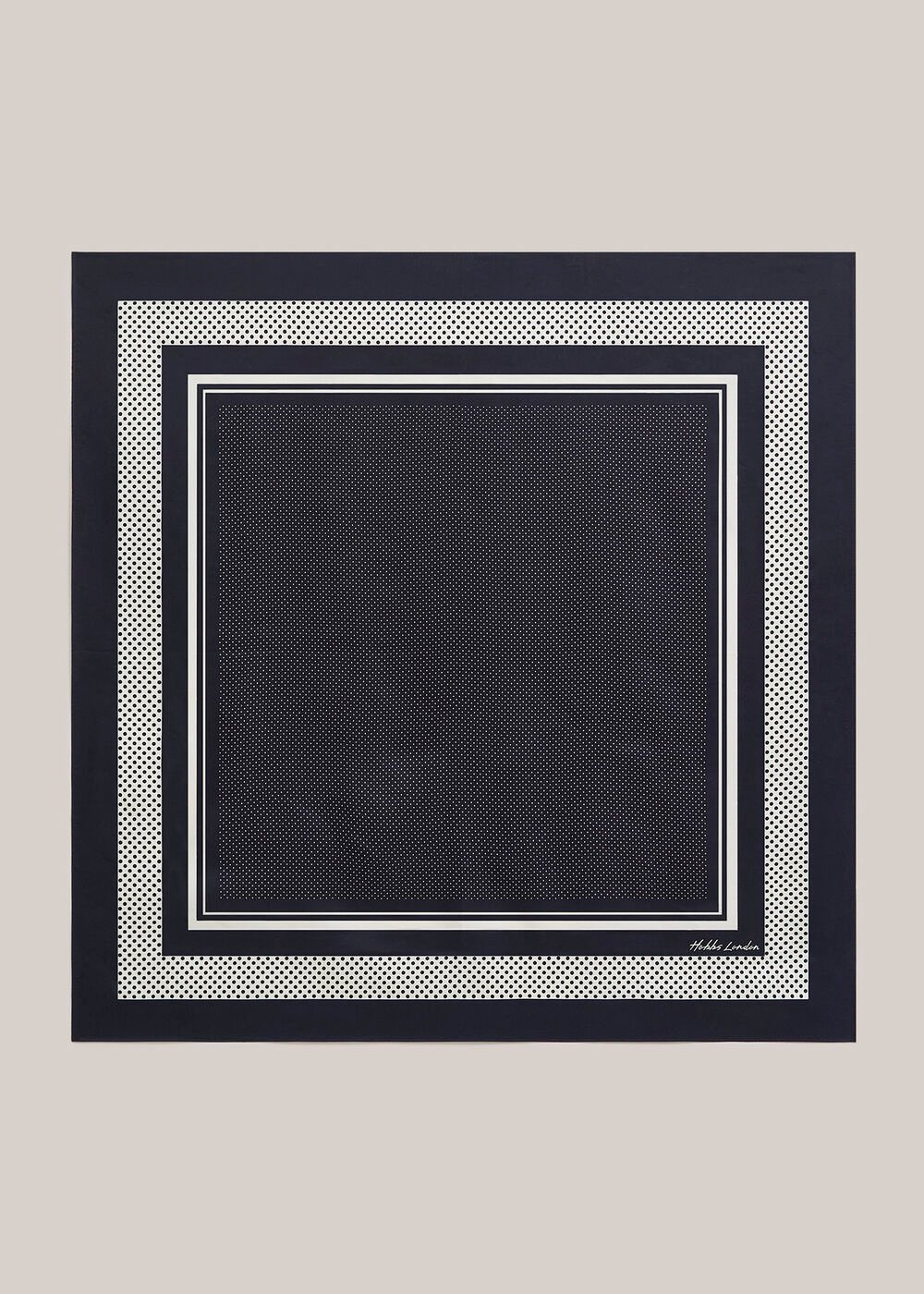 Milena Silk Scarf, Navy Ivory, hi-res