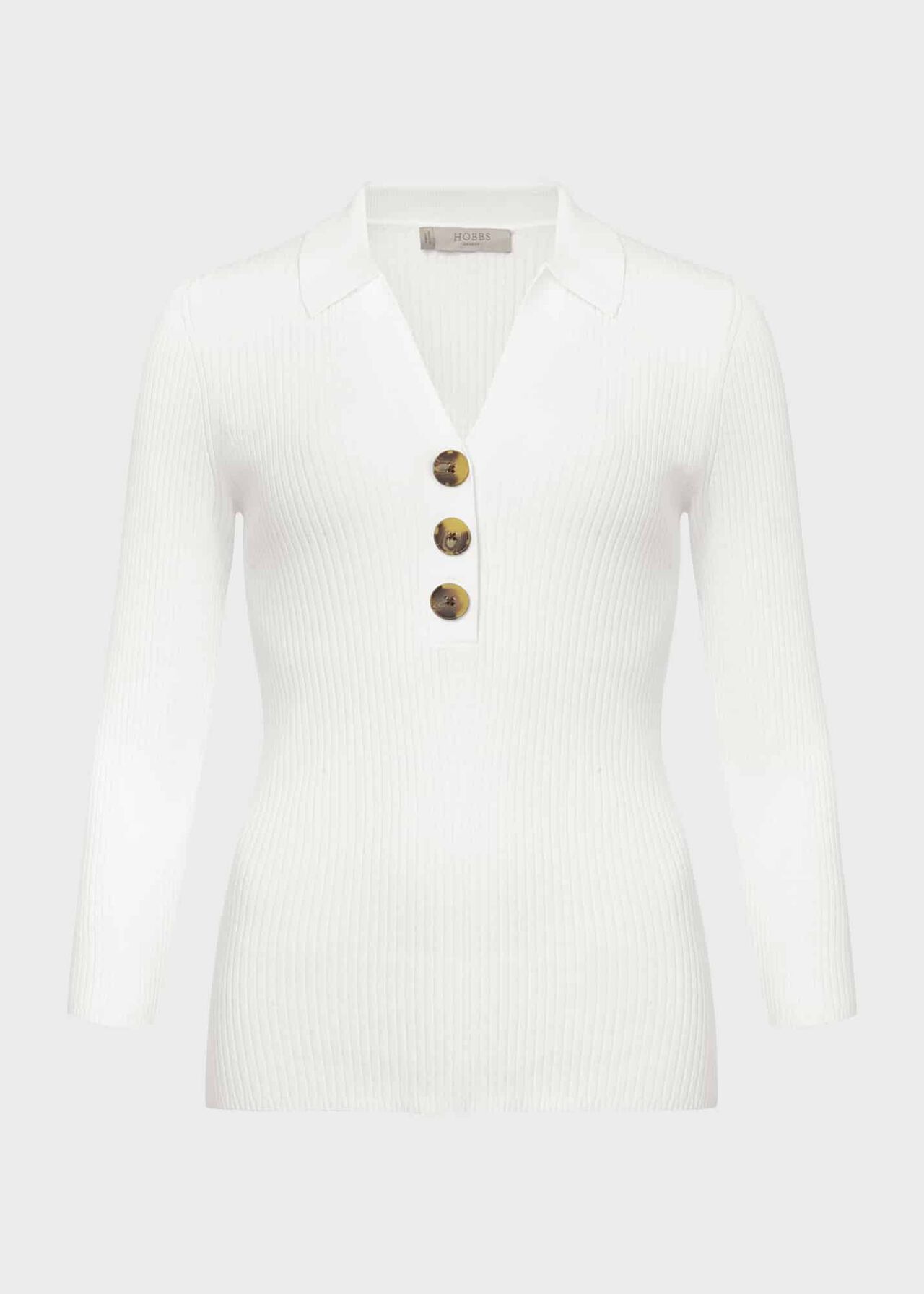Edie Knitted Shirt, Ivory, hi-res