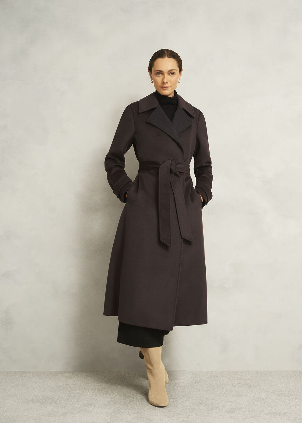 Edgely Wool Coat, Dark Brown, hi-res