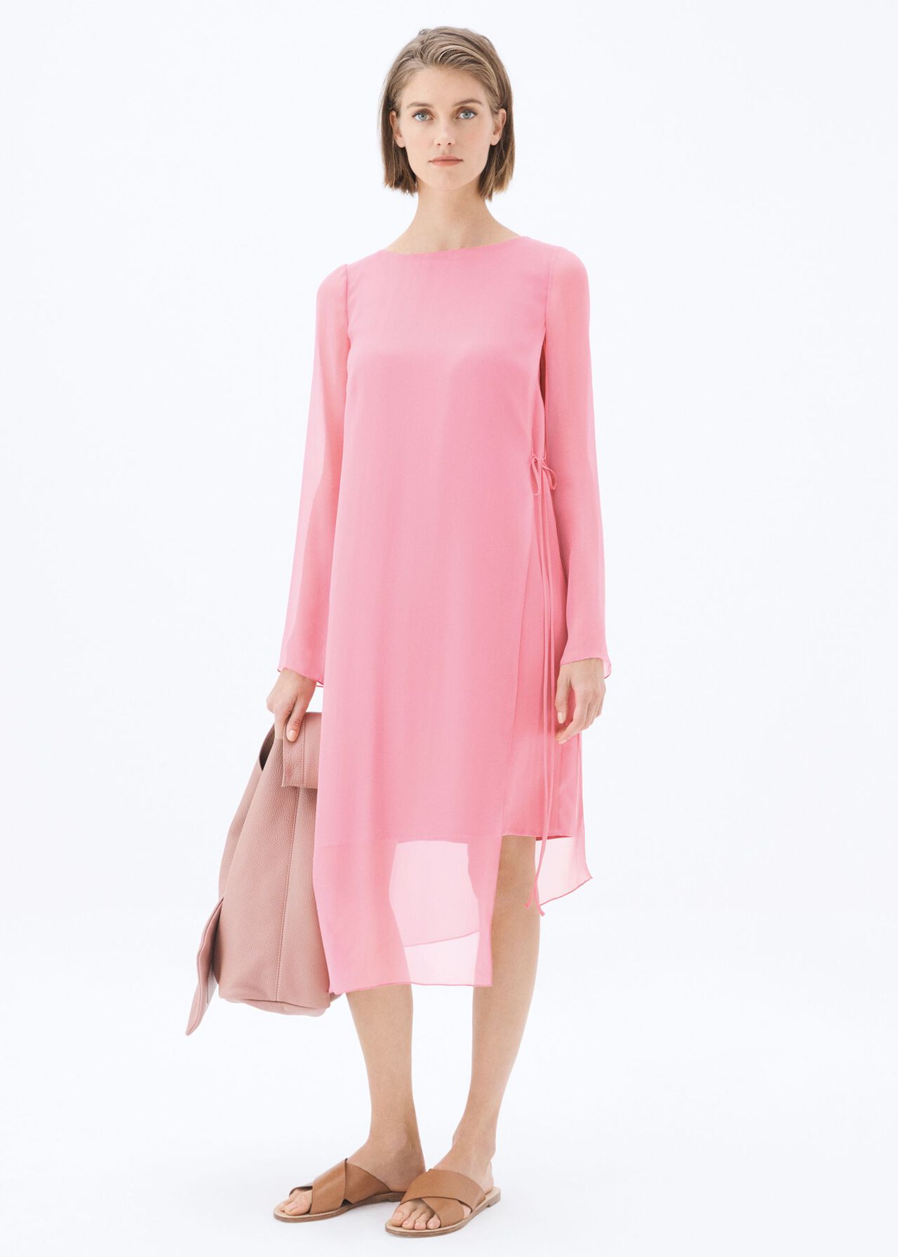 Edie Silk Dress, Pink, hi-res
