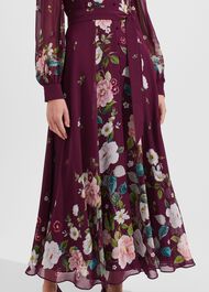 Maribella Silk Floral Dress, Burgundy Multi, hi-res