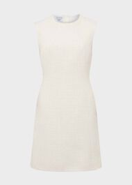 Clarence Tweed Dress, Cream, hi-res