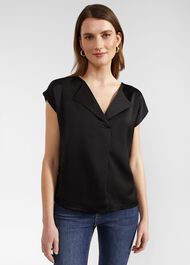 Sylvie Satin Front Top, Hobbs Black, hi-res