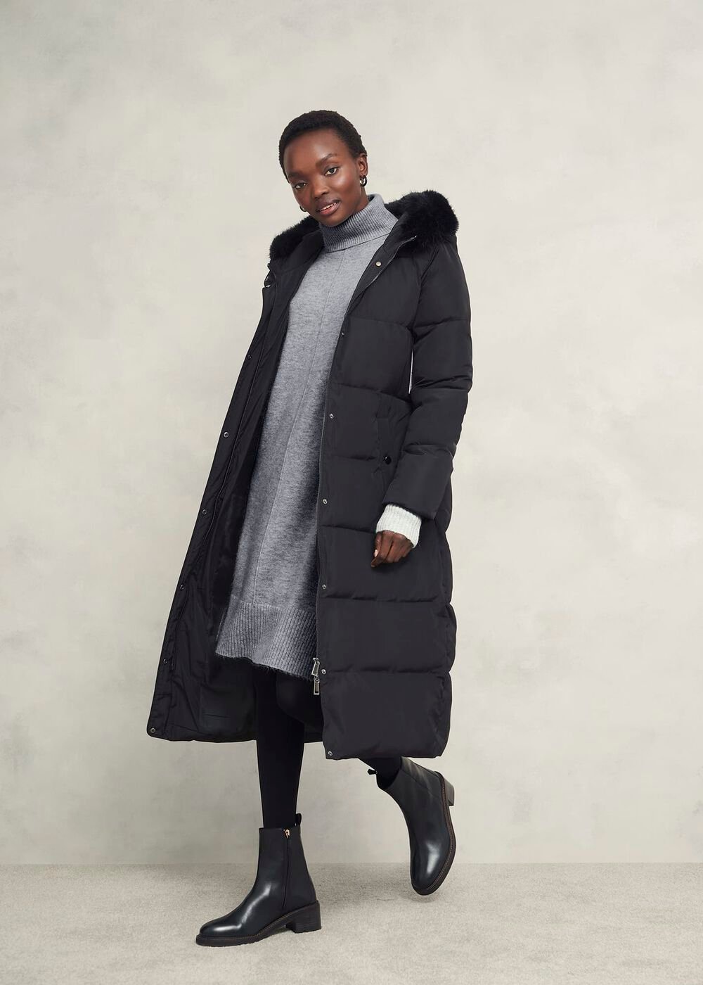 Nessa Knitted Dress With Alpaca, Mid Grey Marl, hi-res