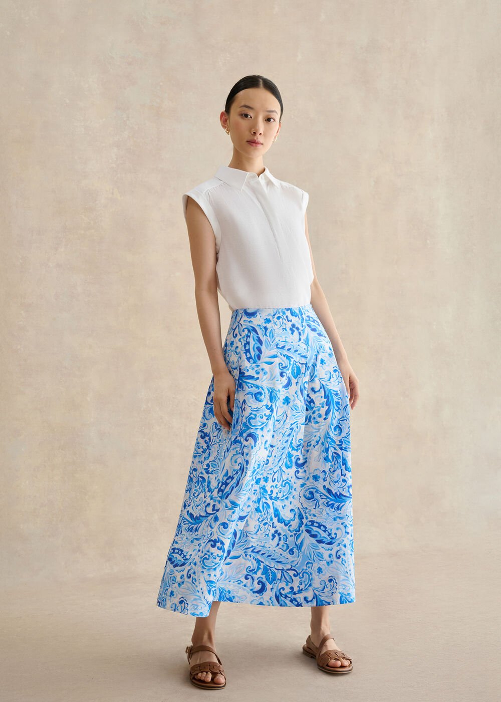 Antonella Cotton Skirt, Blue Multi, hi-res