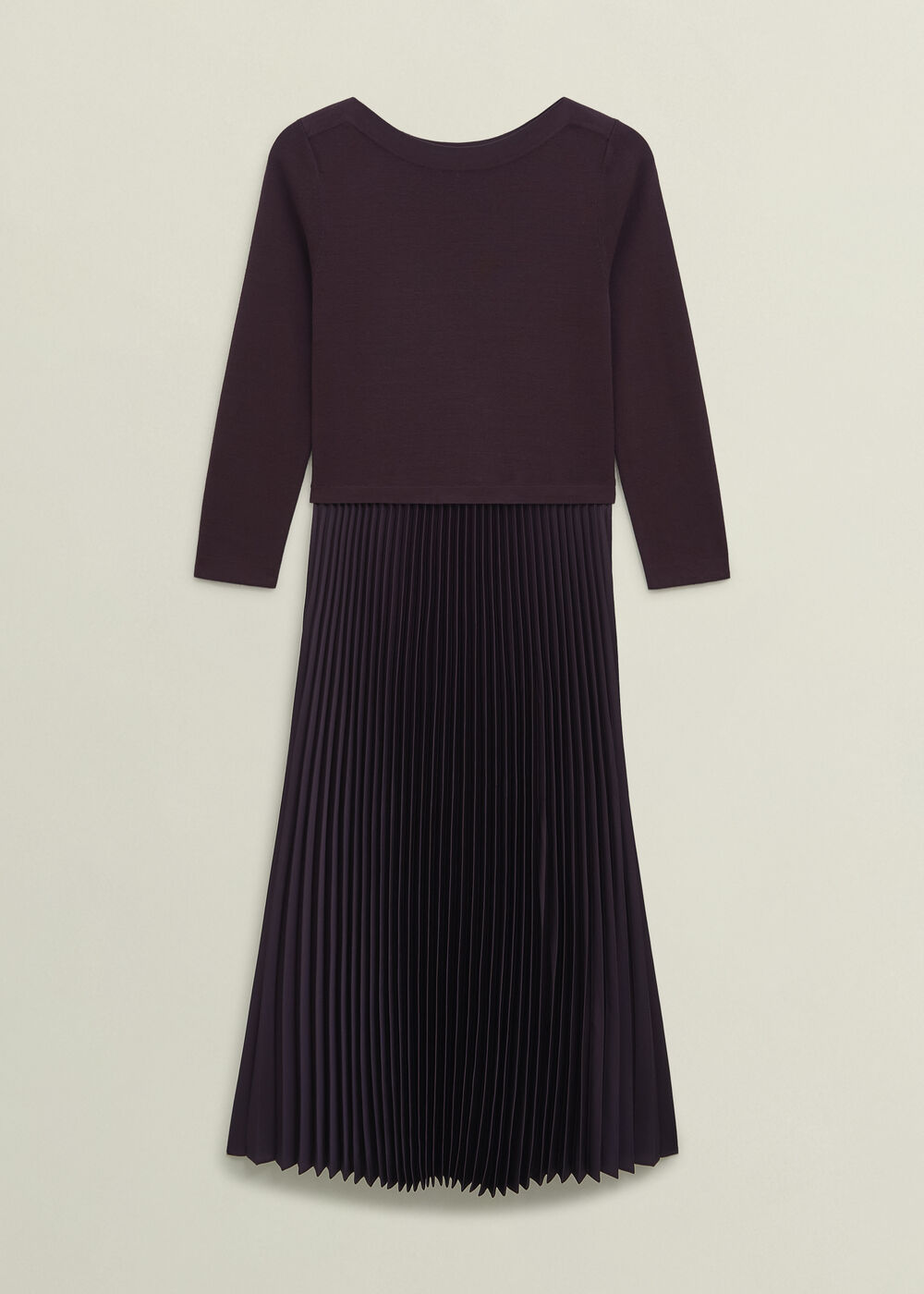 Petite Lucinda Knitted Pleated Midi Dress, Malbec Purple, hi-res
