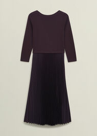 Petite Lucinda Knitted Pleated Midi Dress, Malbec Purple, hi-res