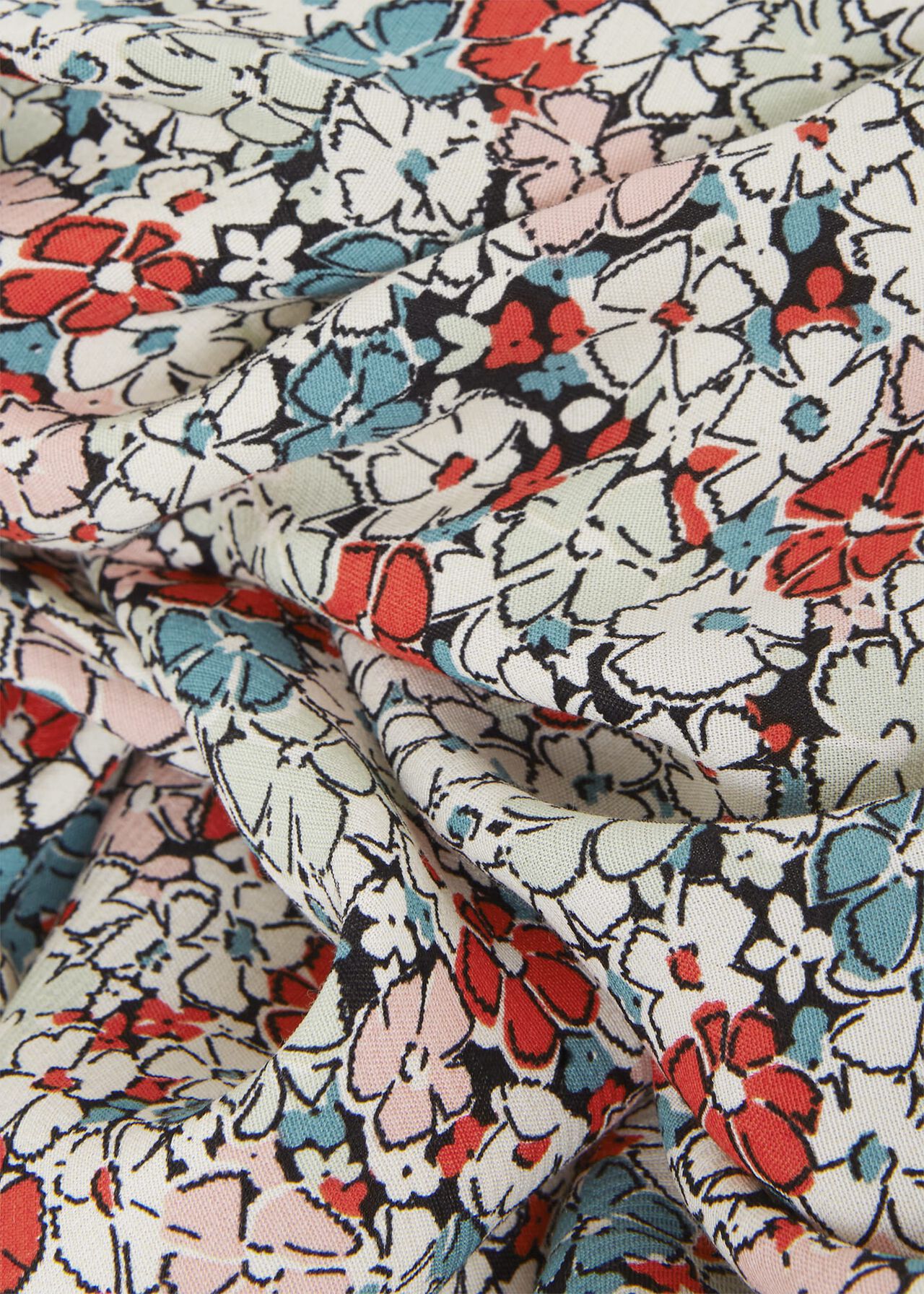 Dormer Floral Fit And Flare Dress, Green Red Multi, hi-res