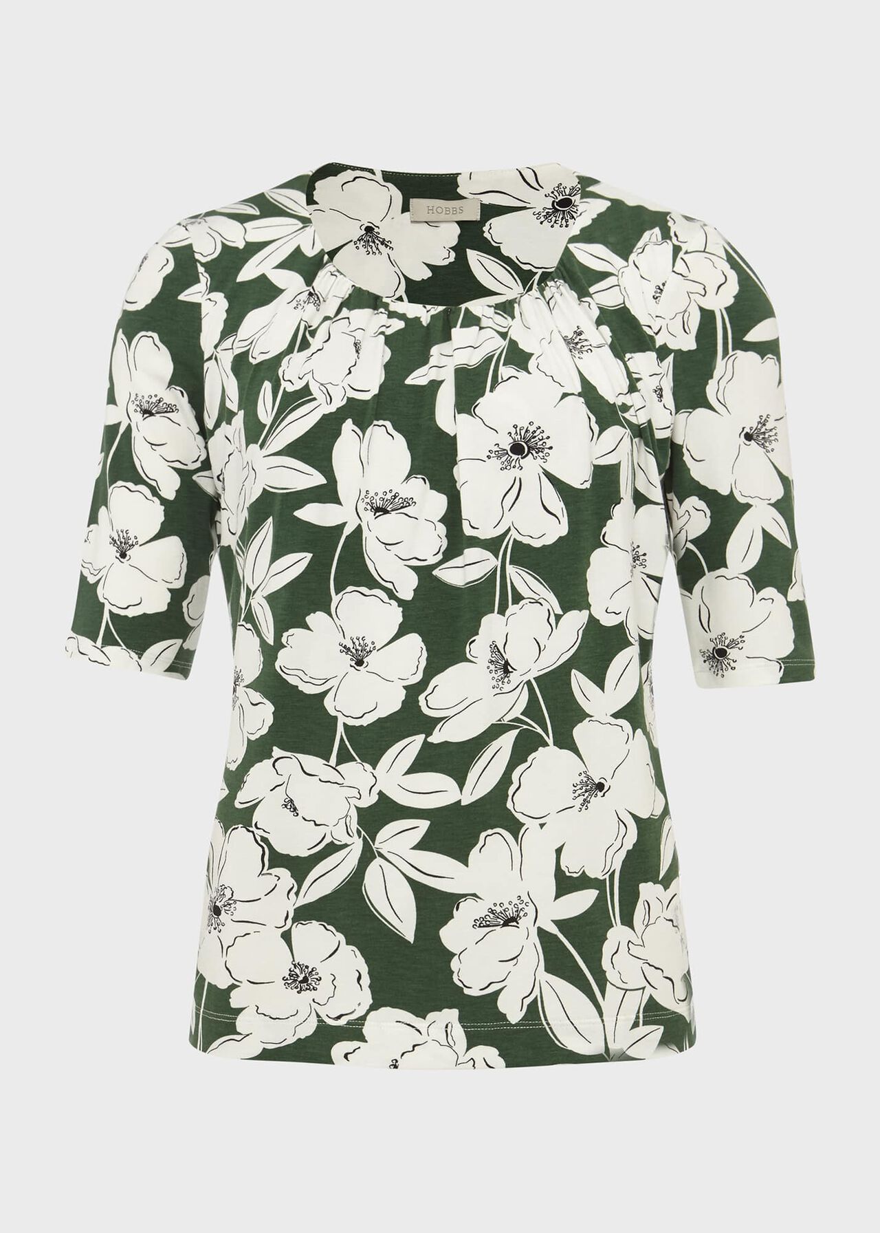 Viola Printed Top, Forest Green, hi-res