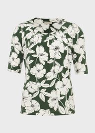 Viola Printed Top, Forest Green, hi-res