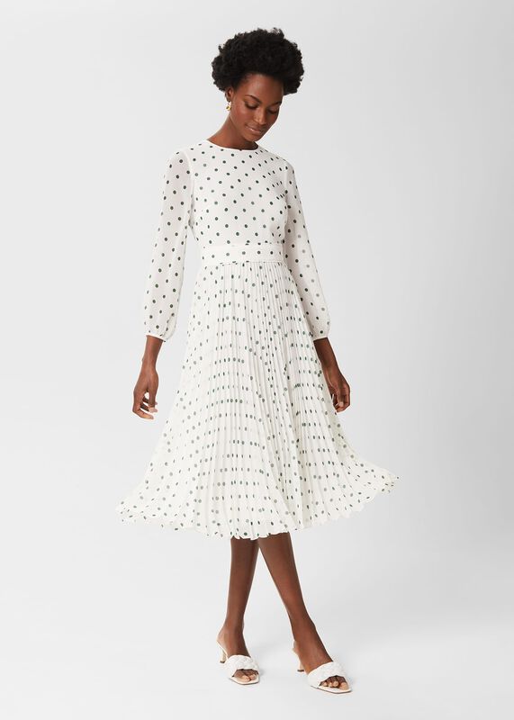 Selena Spot Pleated Dress