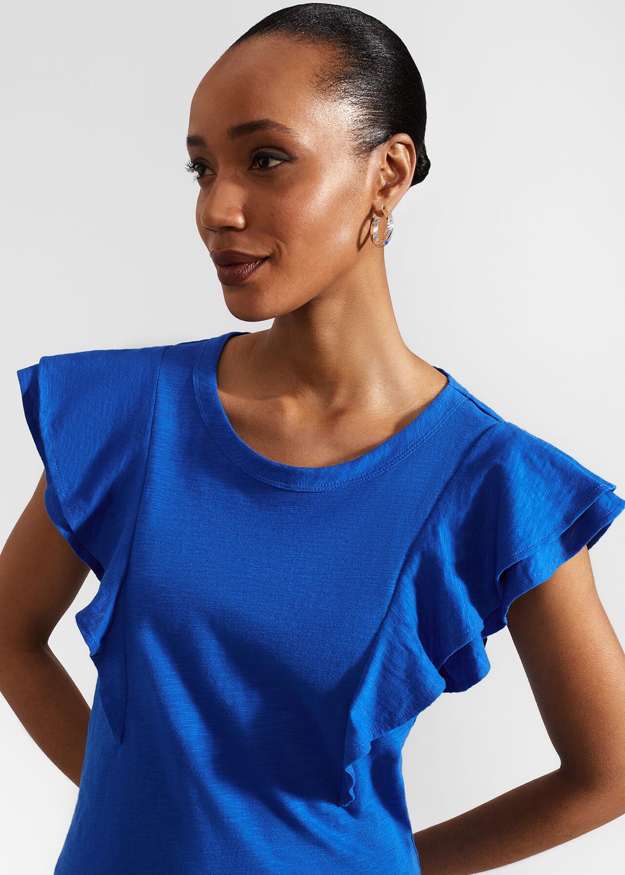 Isabella Cotton Slub Top, Atlantic Blue, hi-res