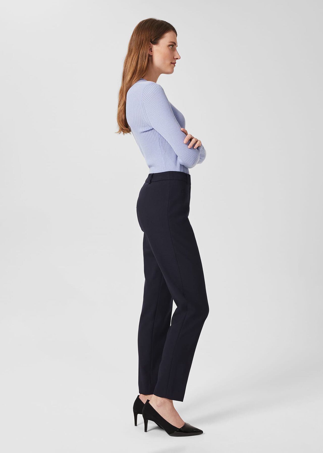 Laurel Tapered Trousers, Navy, hi-res