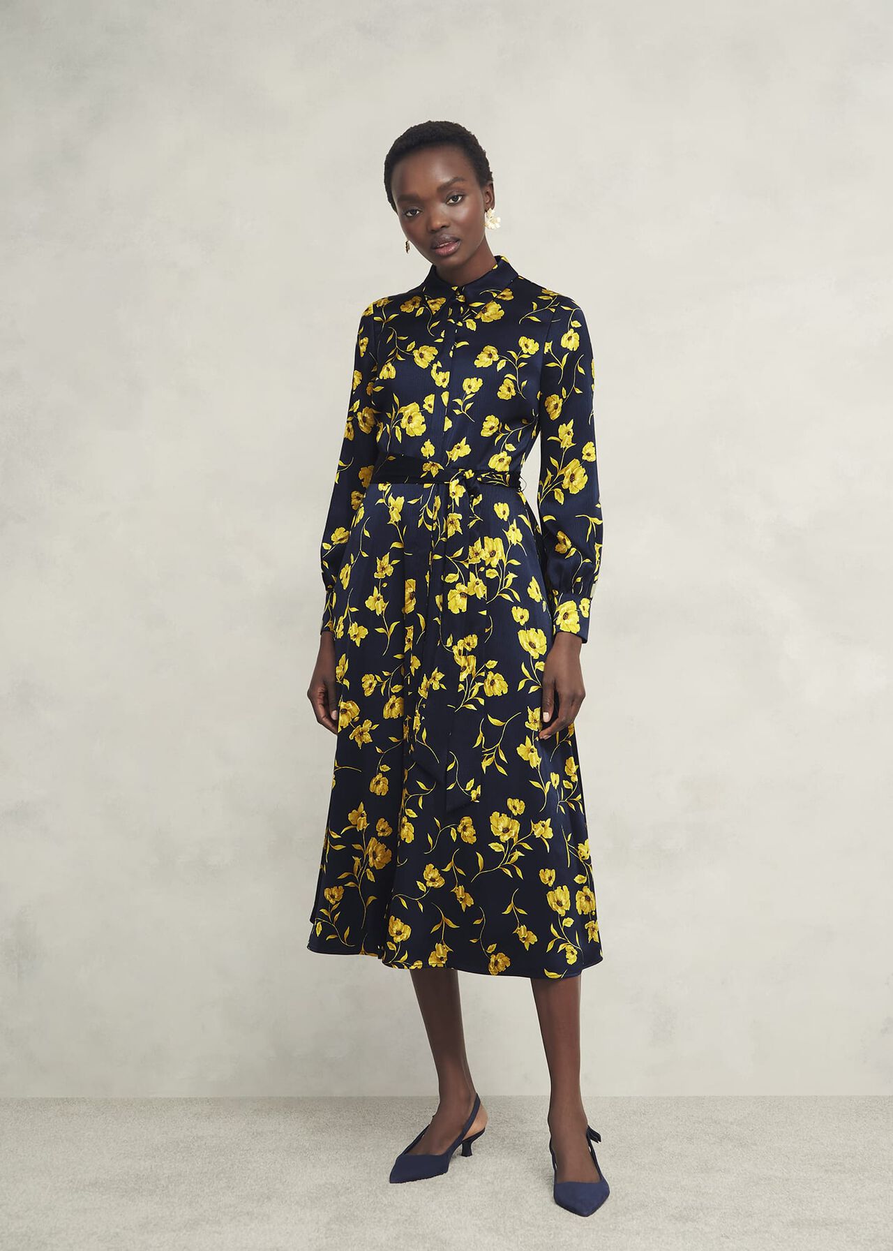 Amelia Shirt Dress, Navy Yellow, hi-res