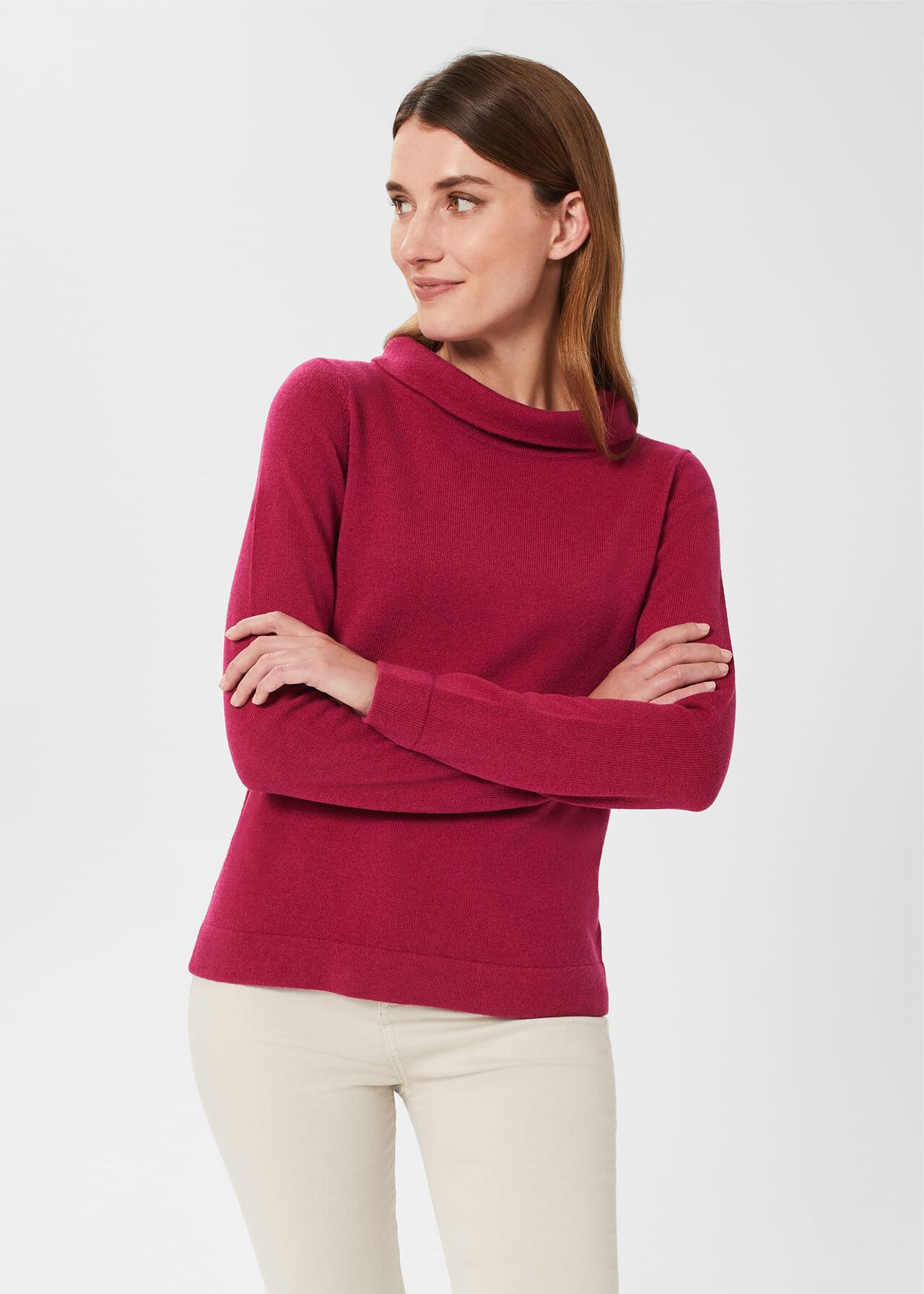 Audrey Wool Cashmere Sweater, Rich Berry Red, hi-res