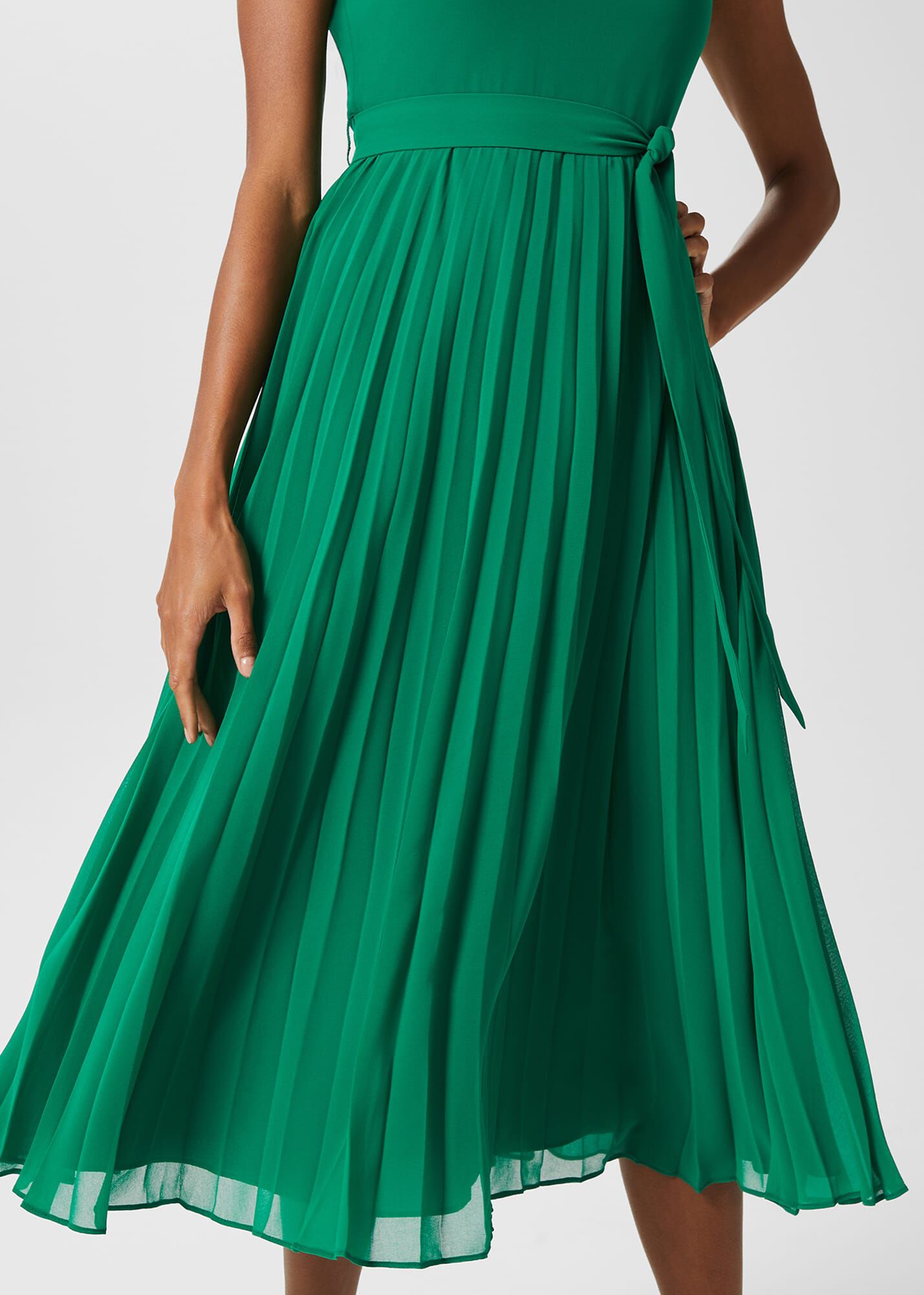 Warehouse green pleated dress top
