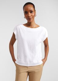 Alycia Cotton Slub T-Shirt, White, hi-res