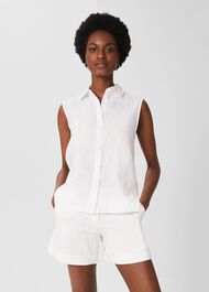 Salem Linen Top , White, hi-res