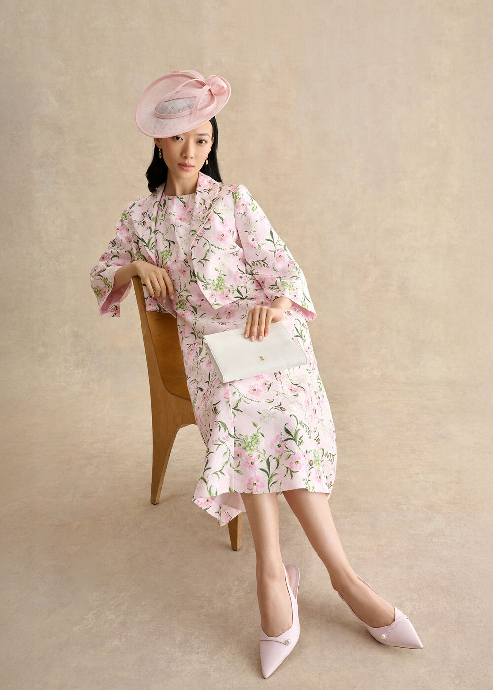Lana Floral Jacquard Dress, Pale Pink Multi, hi-res