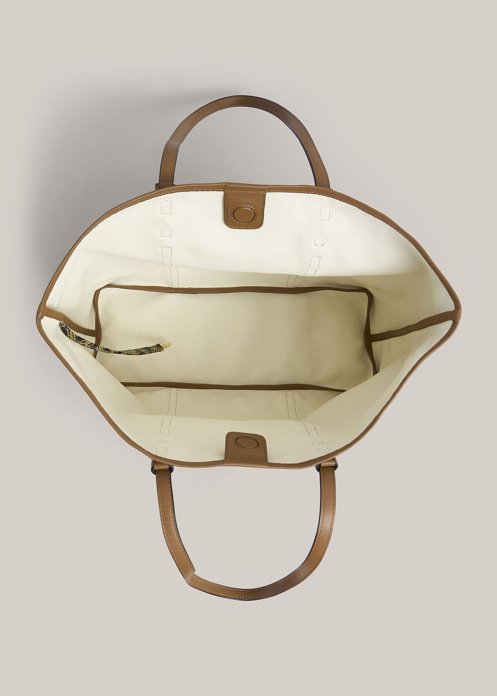 Kyra Leather Canvas Tote, Black Camel, hi-res