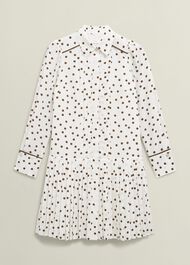 Francesca Pleated Spot Dress, Ivory Brown, hi-res