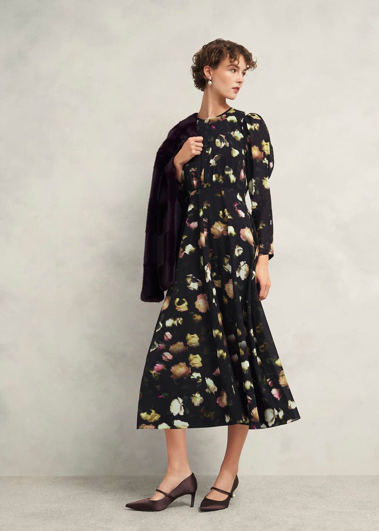 Windermere Silk Dress, Black Multi, hi-res