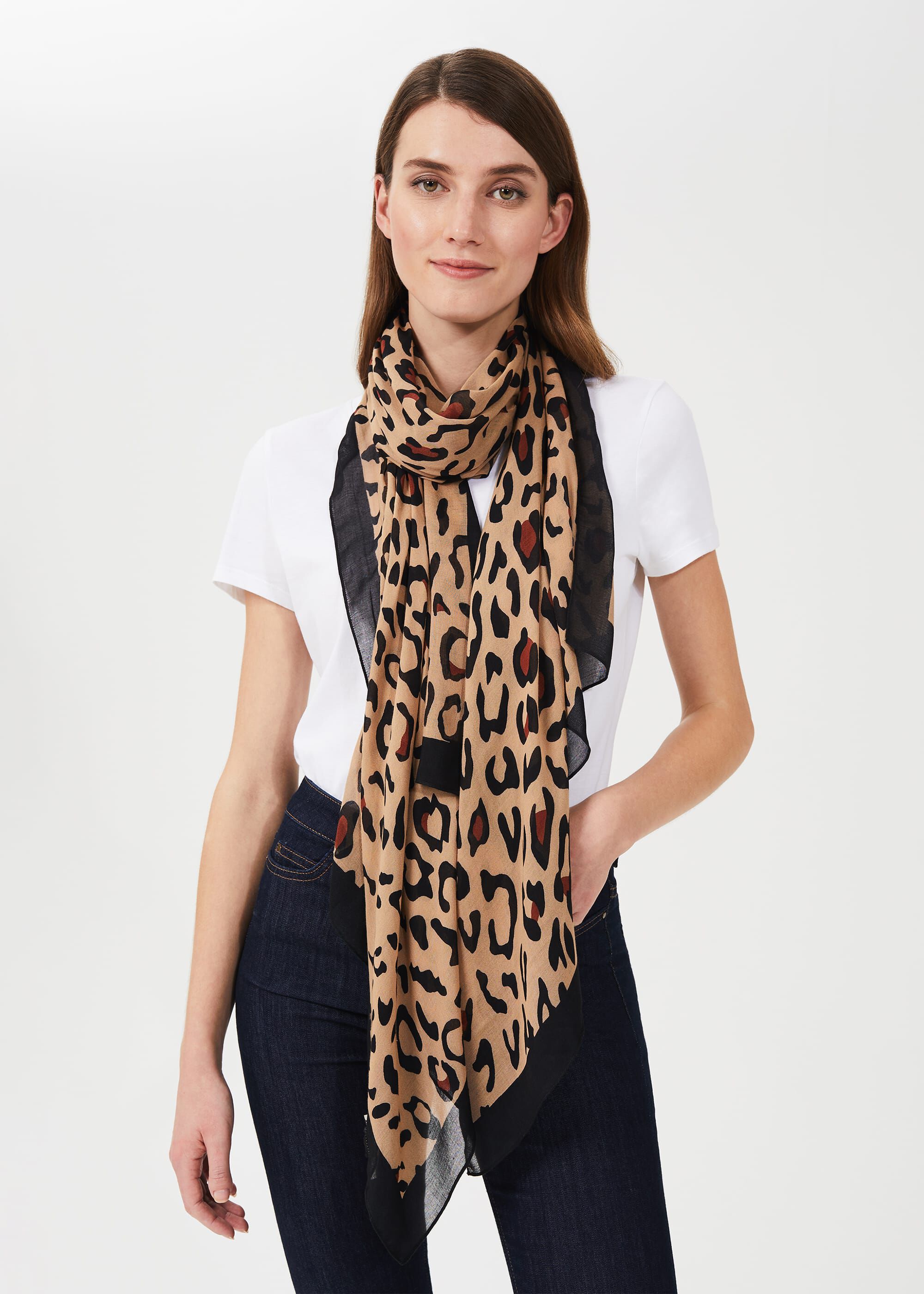 Camel print scarf