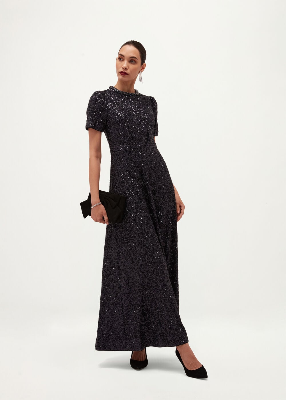 Petite Shirley Sequin Trimmed Maxi Dress
