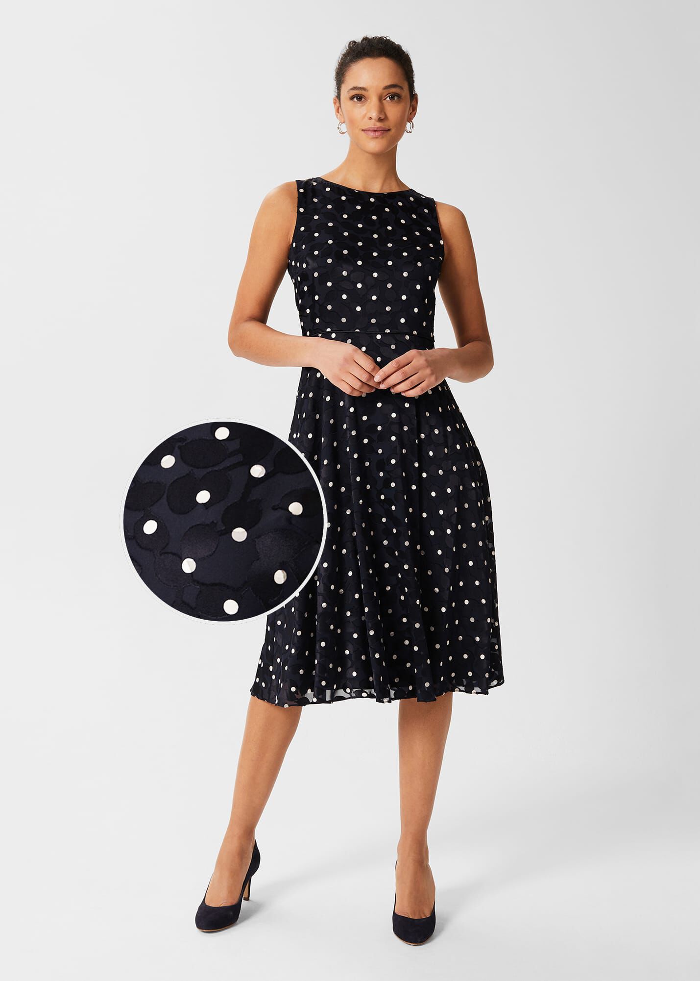 Adeline Spot Fit And Flare Dress