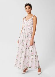 Catherine Silk Floral Maxi Dress, Pale Pink Multi, hi-res