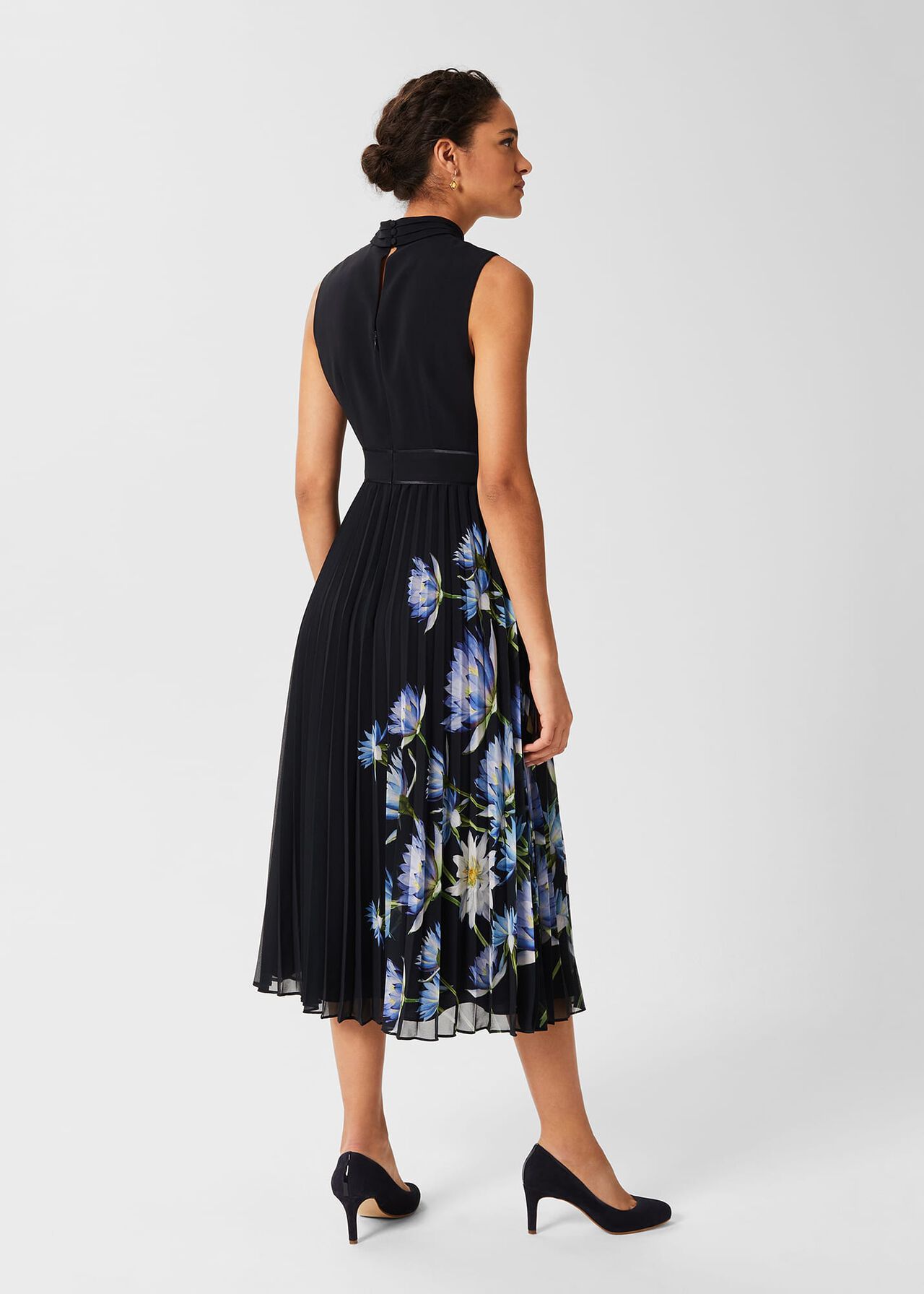 Daniela Floral Pleated Dress, Navy Multi, hi-res