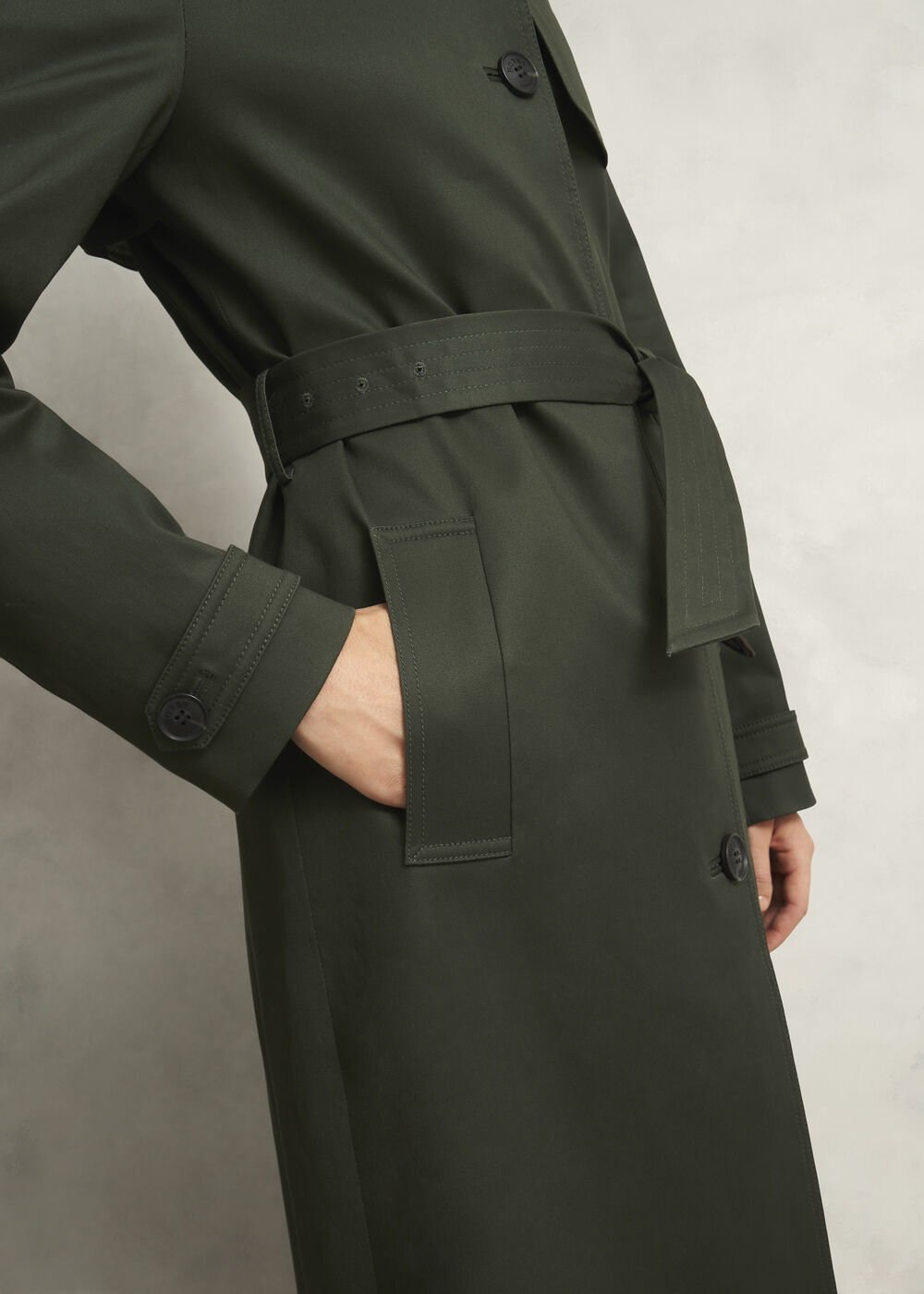 Petite Hallie Shower Resistant Trench Coat, Woodland Green, hi-res