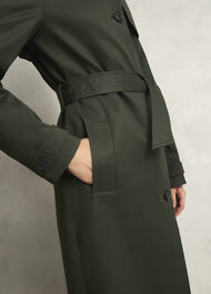 Petite Hallie Shower Resistant Trench Coat, Woodland Green, hi-res