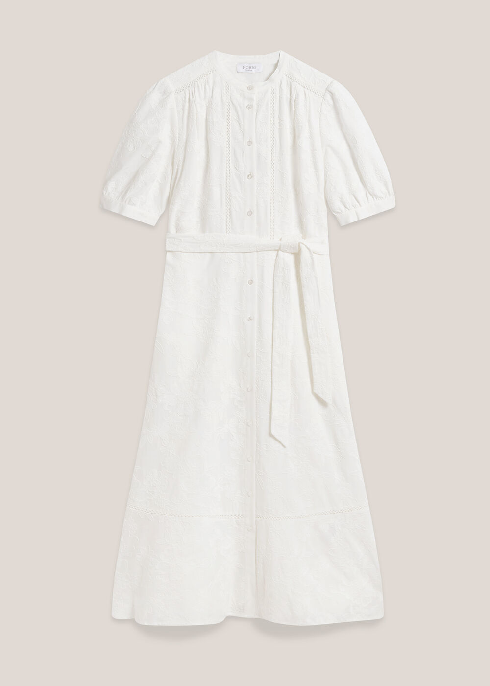 Amani Cotton Embroidery Dress, White, hi-res