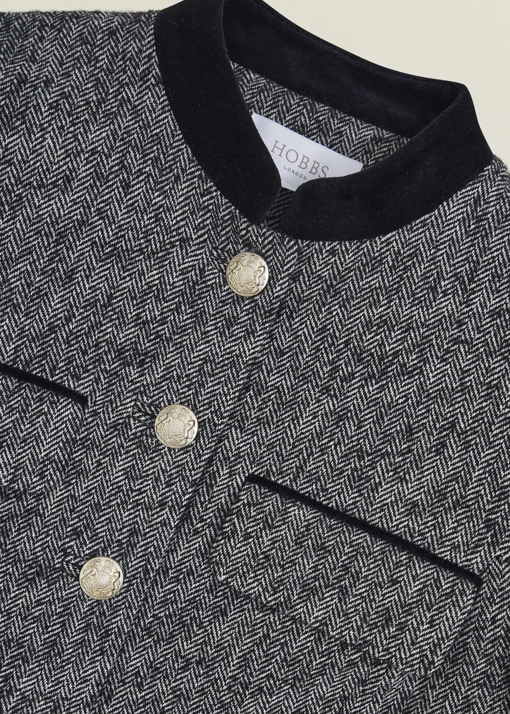 Tammie Wool Blend Jacket, Black Ivory, hi-res