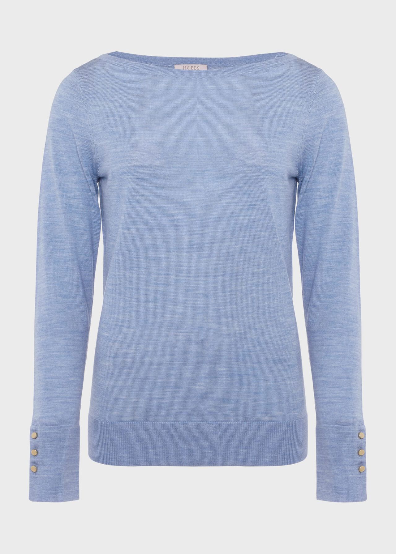 Perla Merino Wool Jumper, Mid Shade Blue, hi-res