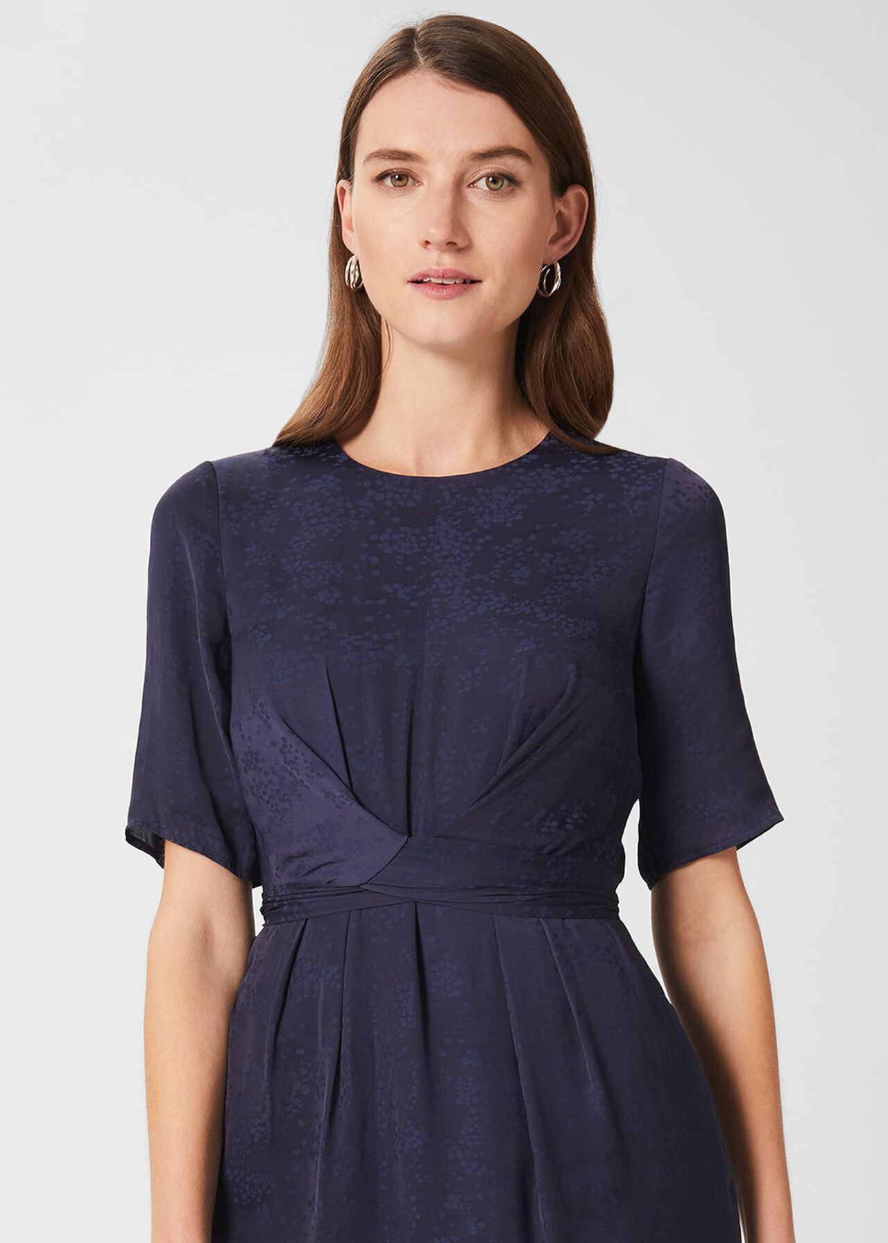 Anya Jacquard Dress, Light Navy, hi-res