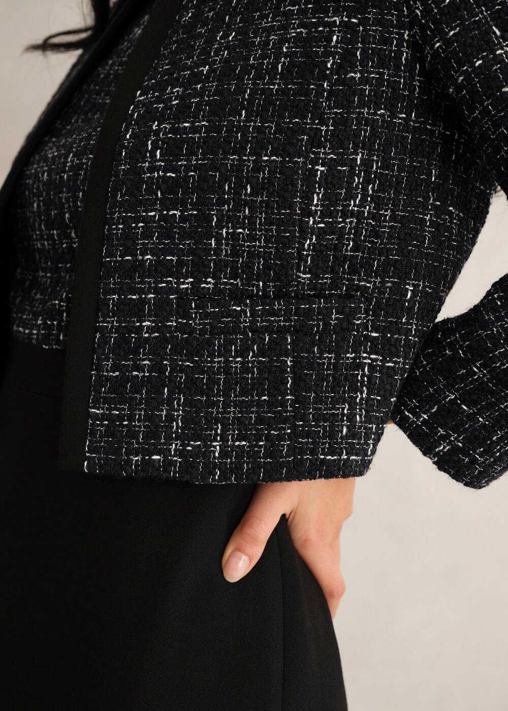 Petite Esme Match Black Jacket, Black White, hi-res
