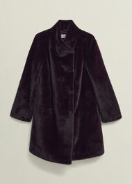 Tarini Faux Fur Coat, Wine, hi-res