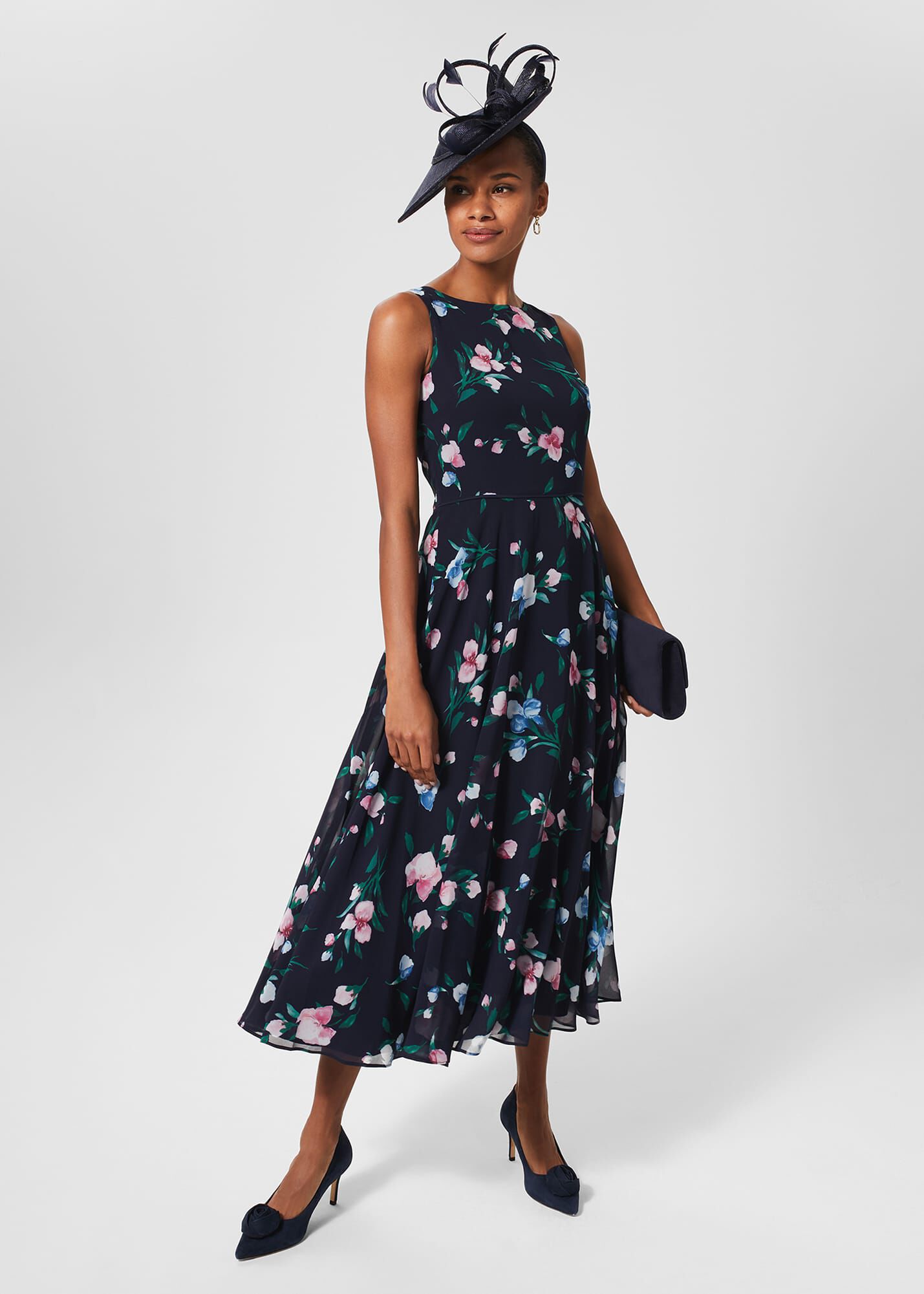 Hobbs navy floral hotsell dress