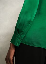 Jade Satin Blouse, Verdant Green, hi-res