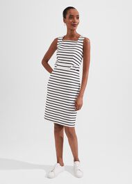 Audra Dress, Ivory Hobbsnavy, hi-res