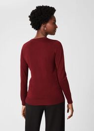 Penny Merino Wool Jumper, Burgundy, hi-res