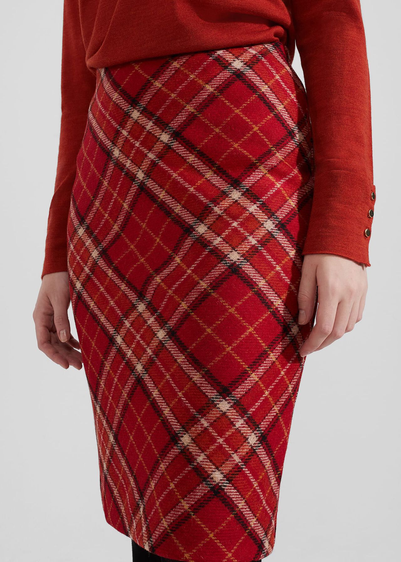 Daphne Wool Skirt, Red Multi, hi-res