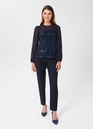Zariah Sequin Top , Navy, hi-res
