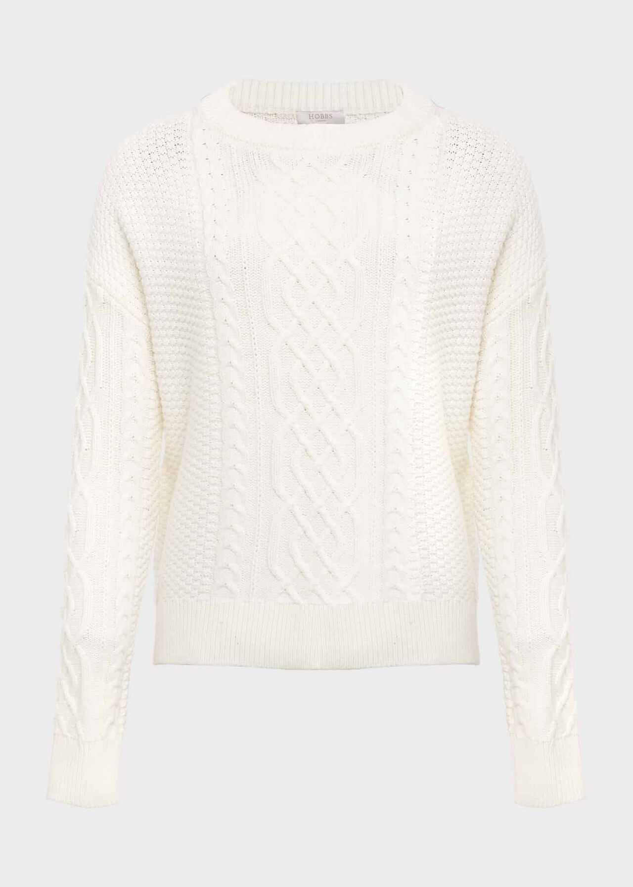 Corina Cotton Cable Jumper, Ivory, hi-res