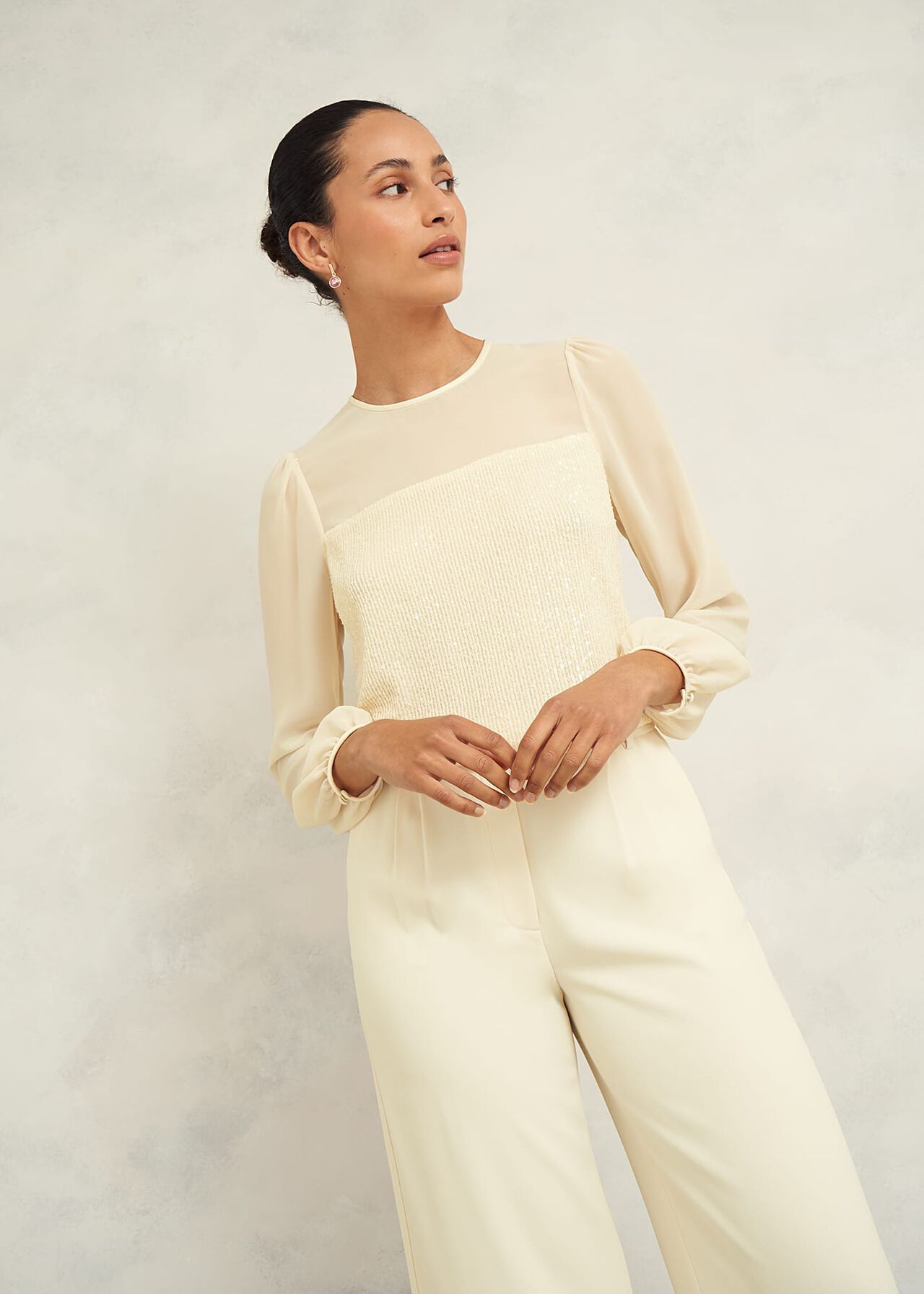 Zariah Sequin Top, Buttercream, hi-res