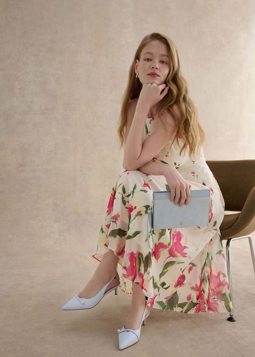 Serena Leather Slingbacks, Pale Blue, hi-res