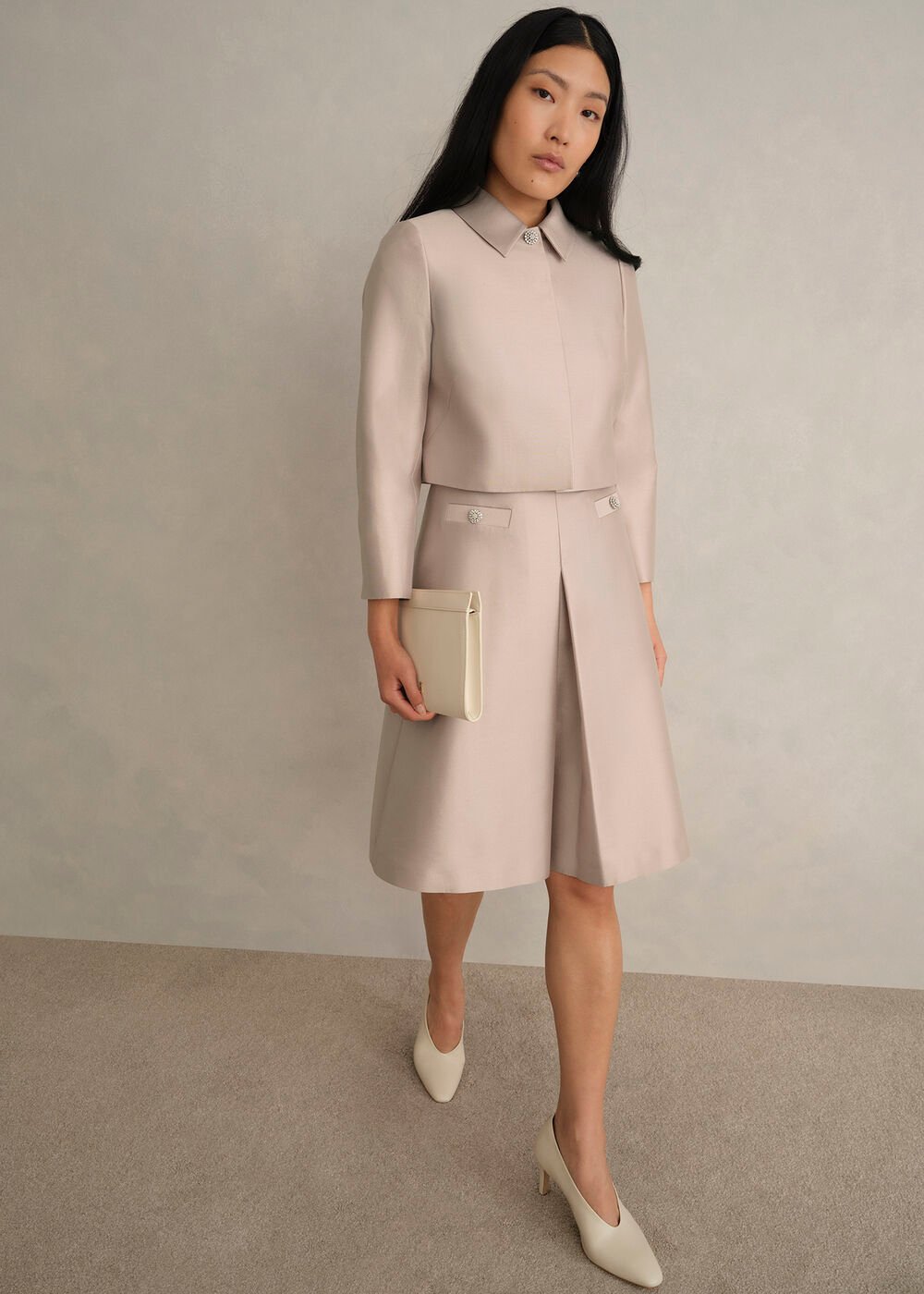 Avery Wool Silk Jacket, Oyster, hi-res